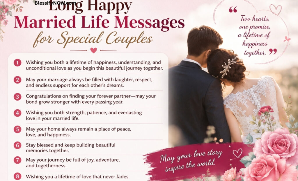 Long Happy Married Life Messages for Special Couples